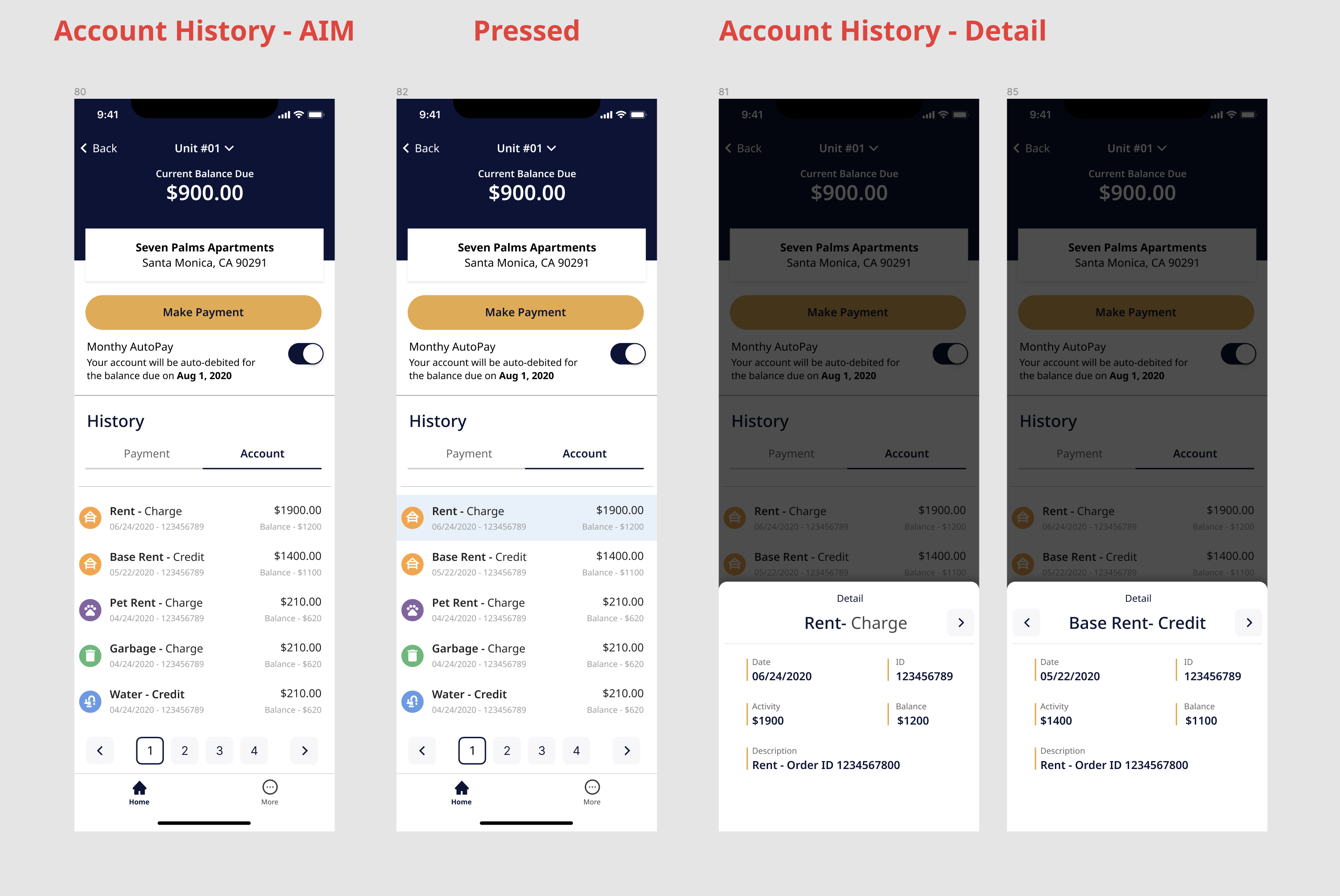 Account-history exploration using individual category icons