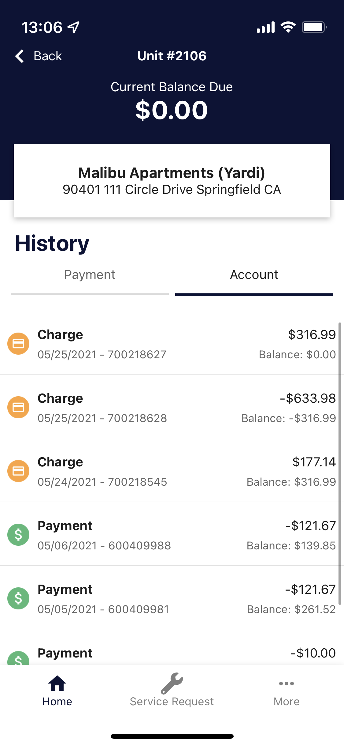 Shipped Domuso Account history screen