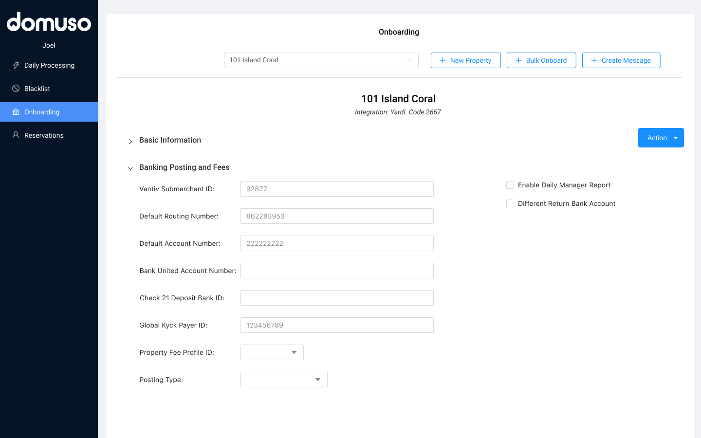 Original Domuso property administration interface